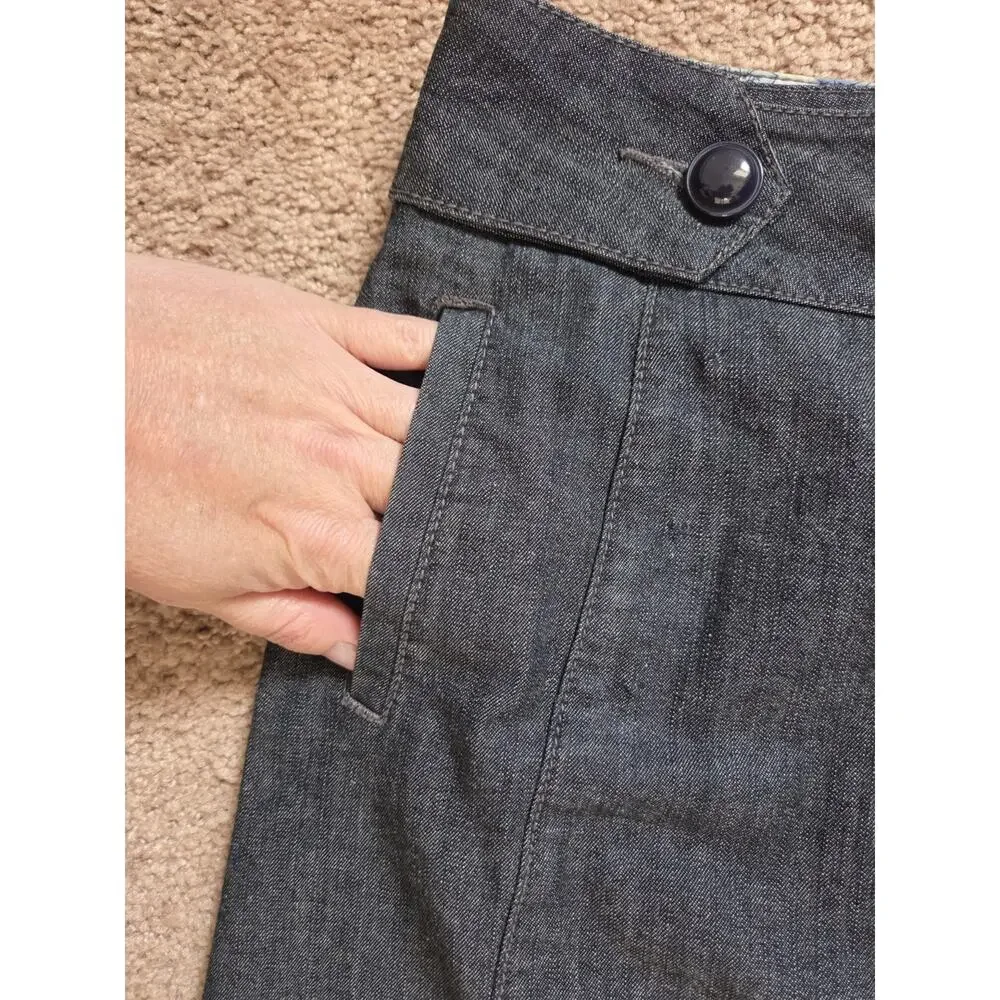 Idra Anthropologie Dark Gray Denim Look Pocket Buttons Mini Skirt, Size 4